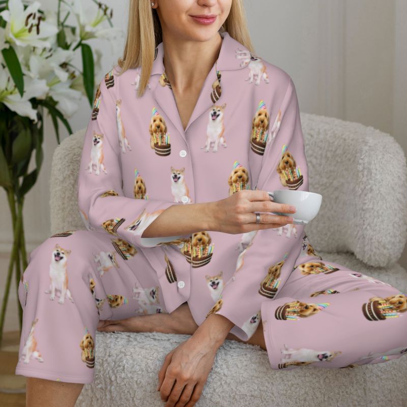 写真でつくるオリジナルパジャマセット 女性 カスタム長袖パジャマ