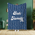 将图片加载到图库查看器，オーダーメイド 家族名前入りブランケット 膝掛け　ひざ掛け  誕生日ギフト 敬老の日 米寿 還暦 母の日 父の日 じいじ ばーさん - 49下地色 - FAMILY
