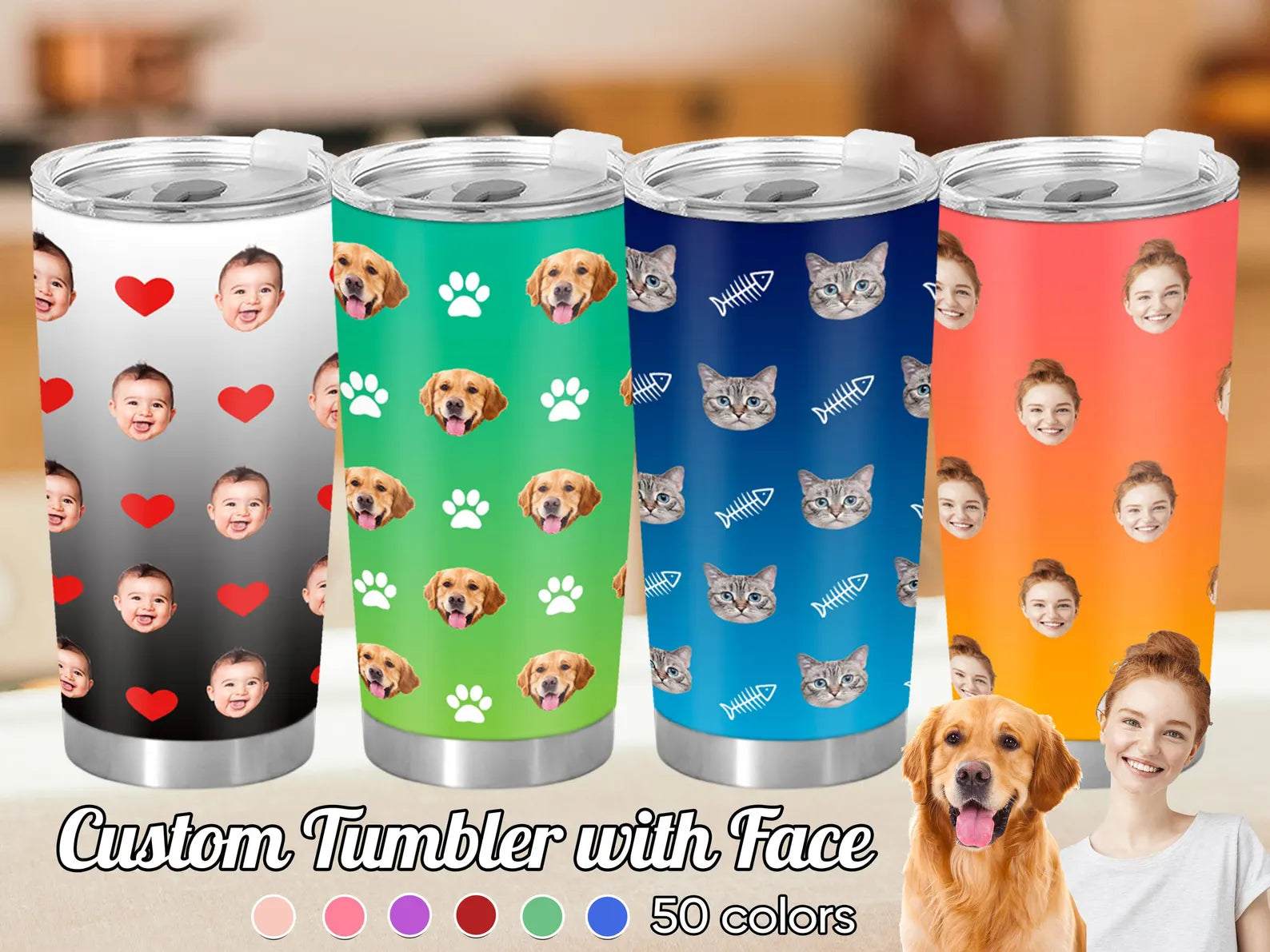 うちの子グッズ  ペット写真 ステンレスタンブラー 愛犬猫 オーダーメイド ステンレス製の名入れマグカップ  600ml/20oz