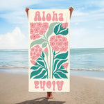 画像をギャラリービューアに読み込む, オリジナル名前入り速乾ビーチタオル· 洗顔タオル ♪ オーダーメイド - 花柄
