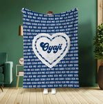 将图片加载到图库查看器，オーダーメイド 家族名前入りブランケット 毛布  誕生日ギフト 敬老の日 米寿 還暦 母の日 父の日 じいじ ばーさん - 49下地色 - HEART
