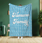 将图片加载到图库查看器，オーダーメイド 家族名前入りブランケット 膝掛け　ひざ掛け  誕生日ギフト 敬老の日 米寿 還暦 母の日 父の日 じいじ ばーさん - 49下地色 - FAMILY
