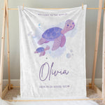 画像をギャラリービューアに読み込む, 出産祝いに名前入り大判ブランケット 女の子 男の子 赤ちゃん ベイビー★ 最高のギフト★ウミガメ  11/08
