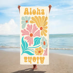 画像をギャラリービューアに読み込む, オリジナル名前入り速乾ビーチタオル· 洗顔タオル ♪ オーダーメイド - 花柄
