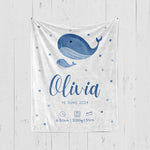 画像をギャラリービューアに読み込む, 出産祝いに名前入り大判ブランケット 女の子 男の子 赤ちゃん ベイビー★ 最高のギフト★鯨  11/08
