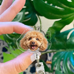 画像をギャラリービューアに読み込む, オーダーメイドバッジリール｜ペット・お子さま写真 犬・猫 名前入り 伸縮 名札ホルダー

