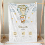 画像をギャラリービューアに読み込む, 出産祝いに名前入り大判ブランケット 女の子 男の子 赤ちゃん ベイビー★ 最高のギフト★キツネ  11/08
