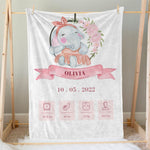 画像をギャラリービューアに読み込む, 出産祝いに名前入り大判ブランケット 女の子 男の子 赤ちゃん ベイビー★ 最高のギフト★幸運の象  11/08
