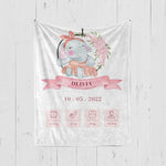 画像をギャラリービューアに読み込む, 出産祝いに名前入り大判ブランケット 女の子 男の子 赤ちゃん ベイビー★ 最高のギフト★幸運の象  11/08
