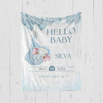 画像をギャラリービューアに読み込む, 出産祝いに名前入り大判ブランケット 女の子 男の子 赤ちゃん ベイビー★ 最高のギフト★HELLO BABY 象 11/08
