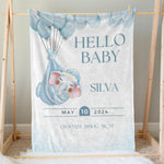 画像をギャラリービューアに読み込む, 出産祝いに名前入り大判ブランケット 女の子 男の子 赤ちゃん ベイビー★ 最高のギフト★HELLO BABY 象 11/08
