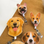画像をギャラリービューアに読み込む, ペット写真バッジリール｜犬・猫・お子さま オーダーメイド 名前入り 伸縮 名札クリップ
