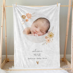 画像をギャラリービューアに読み込む, 出産祝いに 写真と名前で作る大判ブランケット 女の子 男の子 赤ちゃん ベイビー★ 最高のギフト★花柄 11/08
