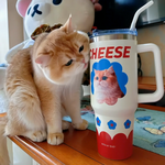 画像をギャラリービューアに読み込む, うちの子グッズ  ペット写真 大容量 ステンレス鋼 付き ストロー 愛犬猫 オーダーメイド 真空断熱マグカップ  1200ml/40oz  - Blue &amp; Red
