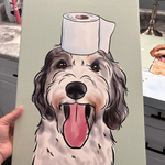 画像をギャラリービューアに読み込む, ペット似顔絵 キャンバス うちの子 インテリア 面白いペットのバスルームプリント
