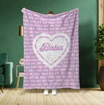 将图片加载到图库查看器，オーダーメイド 家族名前入りブランケット 毛布  誕生日ギフト 敬老の日 米寿 還暦 母の日 父の日 じいじ ばーさん - 49下地色 - HEART
