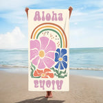 画像をギャラリービューアに読み込む, オリジナル名前入り速乾ビーチタオル· 洗顔タオル ♪ オーダーメイド - 花柄
