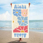 画像をギャラリービューアに読み込む, オリジナル名前入り速乾ビーチタオル· 洗顔タオル ♪ オーダーメイド - 花柄
