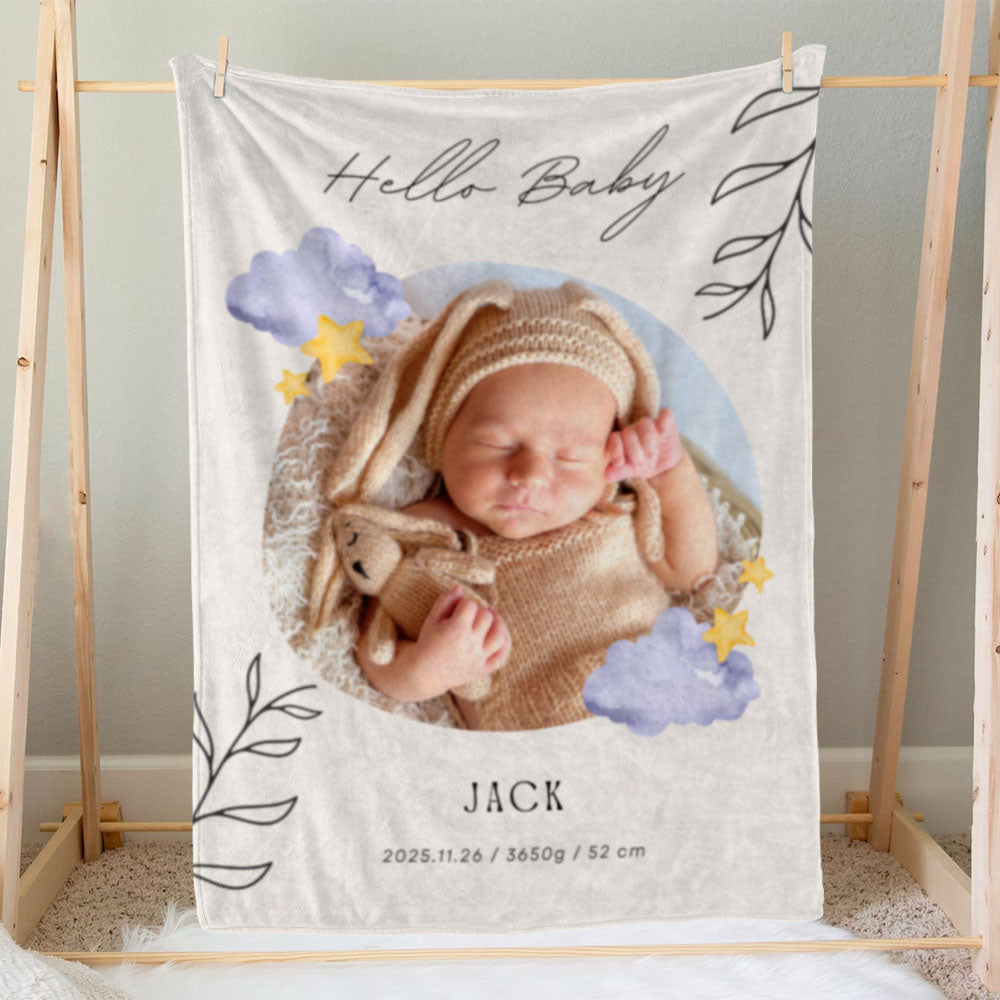 出産祝いに 写真と名前で作る大判ブランケット 女の子 男の子 赤ちゃん ベイビー★ 最高のギフト★花柄3 -  11/08