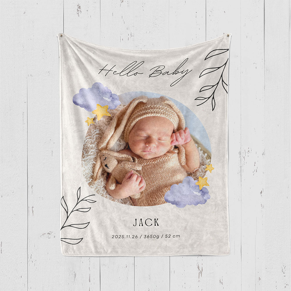 出産祝いに 写真と名前で作る大判ブランケット 女の子 男の子 赤ちゃん ベイビー★ 最高のギフト★花柄3 -  11/08