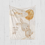 画像をギャラリービューアに読み込む, 出産祝いに名前入り大判ブランケット 女の子 男の子 赤ちゃん ベイビー★ 最高のギフト★BUNNY ウサギ 11/08
