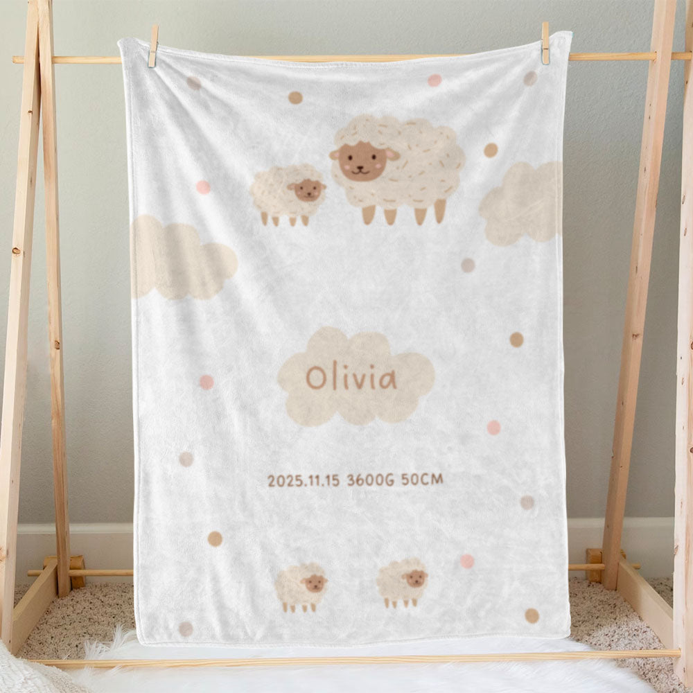 出産祝いに名前入り大判ブランケット 女の子 男の子 赤ちゃん ベイビー★ 最高のギフト★羊  11/08