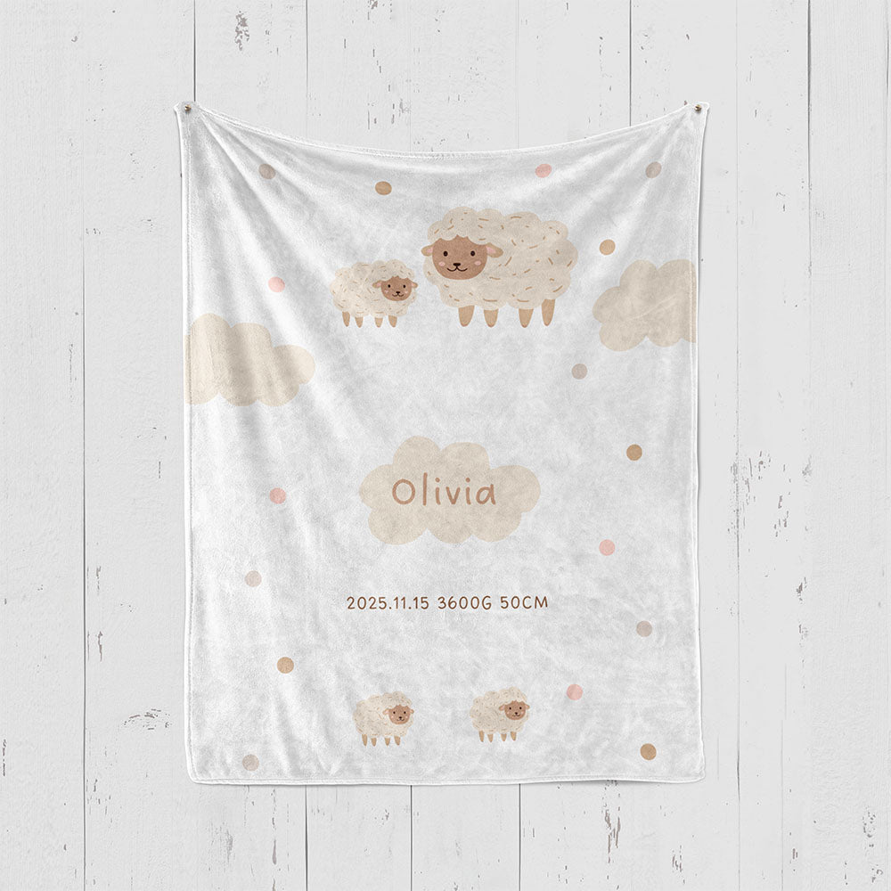 出産祝いに名前入り大判ブランケット 女の子 男の子 赤ちゃん ベイビー★ 最高のギフト★羊  11/08