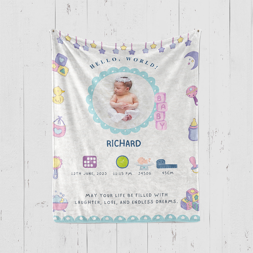 出産祝いに 写真と名前で作る大判ブランケット 女の子 男の子 赤ちゃん ベイビー★ 最高のギフト★かわいい 11/08