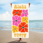 画像をギャラリービューアに読み込む, オリジナル名前入り速乾ビーチタオル· 洗顔タオル ♪ オーダーメイド - 花柄
