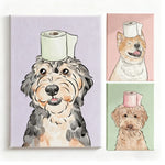 画像をギャラリービューアに読み込む, ペット似顔絵 キャンバス うちの子 インテリア 面白いペットのバスルームプリント
