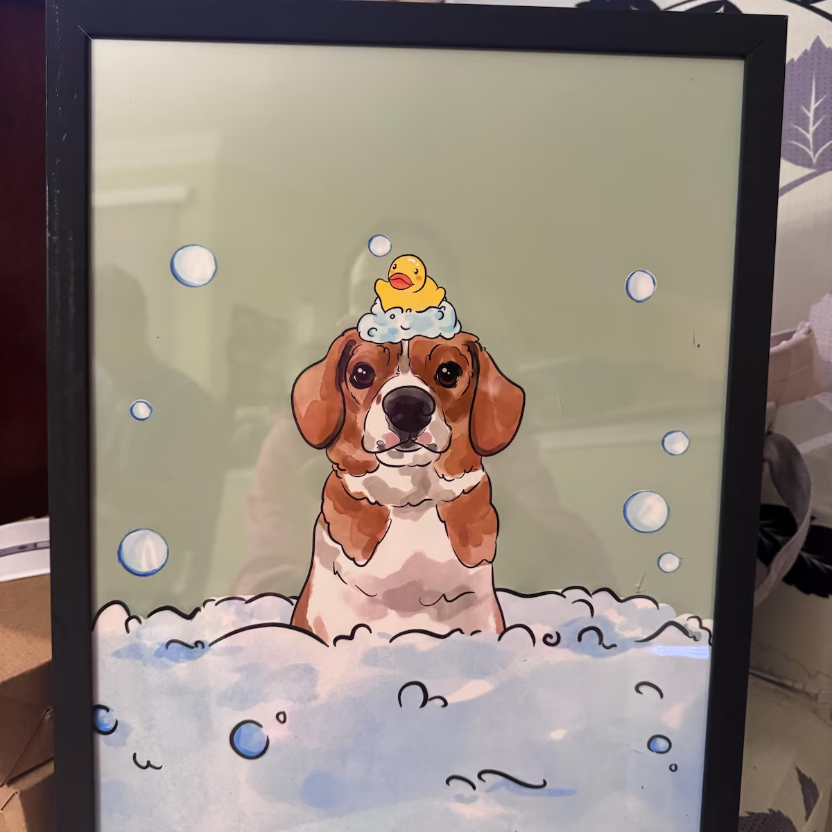 ペット似顔絵 キャンバス うちの子 インテリア 面白いペットのバスルームプリント