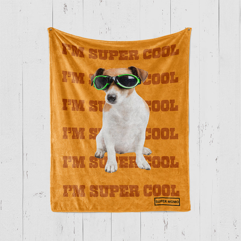 うちの子グッズ ブランケット ペット写真 膝掛け　ひざ掛け　愛犬猫 オーダーメイド - I AM SUPPER COOL