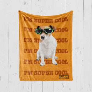 うちの子グッズ ブランケット ペット写真 膝掛け　ひざ掛け　愛犬猫 オーダーメイド - I AM SUPPER COOL