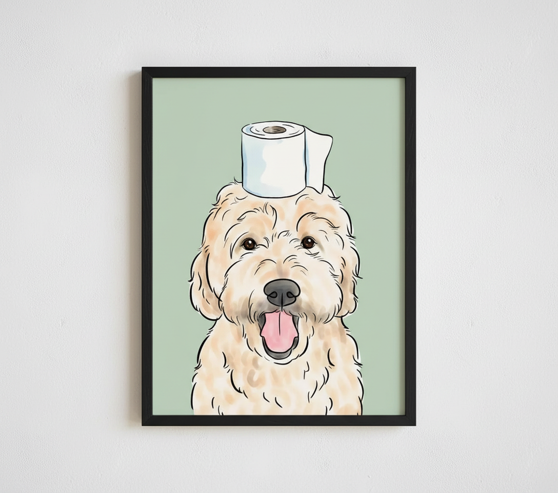 ペット似顔絵 キャンバス うちの子 インテリア 面白いペットのバスルームプリント