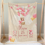 画像をギャラリービューアに読み込む, 出産祝いに名前入り大判ブランケット 女の子 男の子 赤ちゃん ベイビー★ 最高のギフト★ クマと風船 11/08
