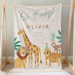 画像をギャラリービューアに読み込む, 出産祝いに名前入り大判ブランケット 女の子 男の子 赤ちゃん ベイビー★ 最高のギフト★サファリ - 11/08
