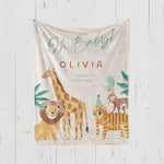 画像をギャラリービューアに読み込む, 出産祝いに名前入り大判ブランケット 女の子 男の子 赤ちゃん ベイビー★ 最高のギフト★サファリ - 11/08
