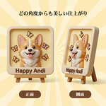 画像をギャラリービューアに読み込む, 【オーダーメイド】3D浮彫りペットメモリアルフレーム｜角丸スクエア×木製スタンド｜世界にひとつの永遠の贈りもの
