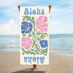 画像をギャラリービューアに読み込む, オリジナル名前入り速乾ビーチタオル· 洗顔タオル ♪ オーダーメイド - 花柄
