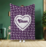 将图片加载到图库查看器，オーダーメイド 家族名前入りブランケット 毛布  誕生日ギフト 敬老の日 米寿 還暦 母の日 父の日 じいじ ばーさん - 49下地色 - HEART
