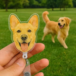 画像をギャラリービューアに読み込む, ペット写真バッジリール｜犬・猫・お子さま オーダーメイド 名前入り 伸縮 名札クリップ

