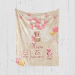 画像をギャラリービューアに読み込む, 出産祝いに名前入り大判ブランケット 女の子 男の子 赤ちゃん ベイビー★ 最高のギフト★ クマと風船 11/08
