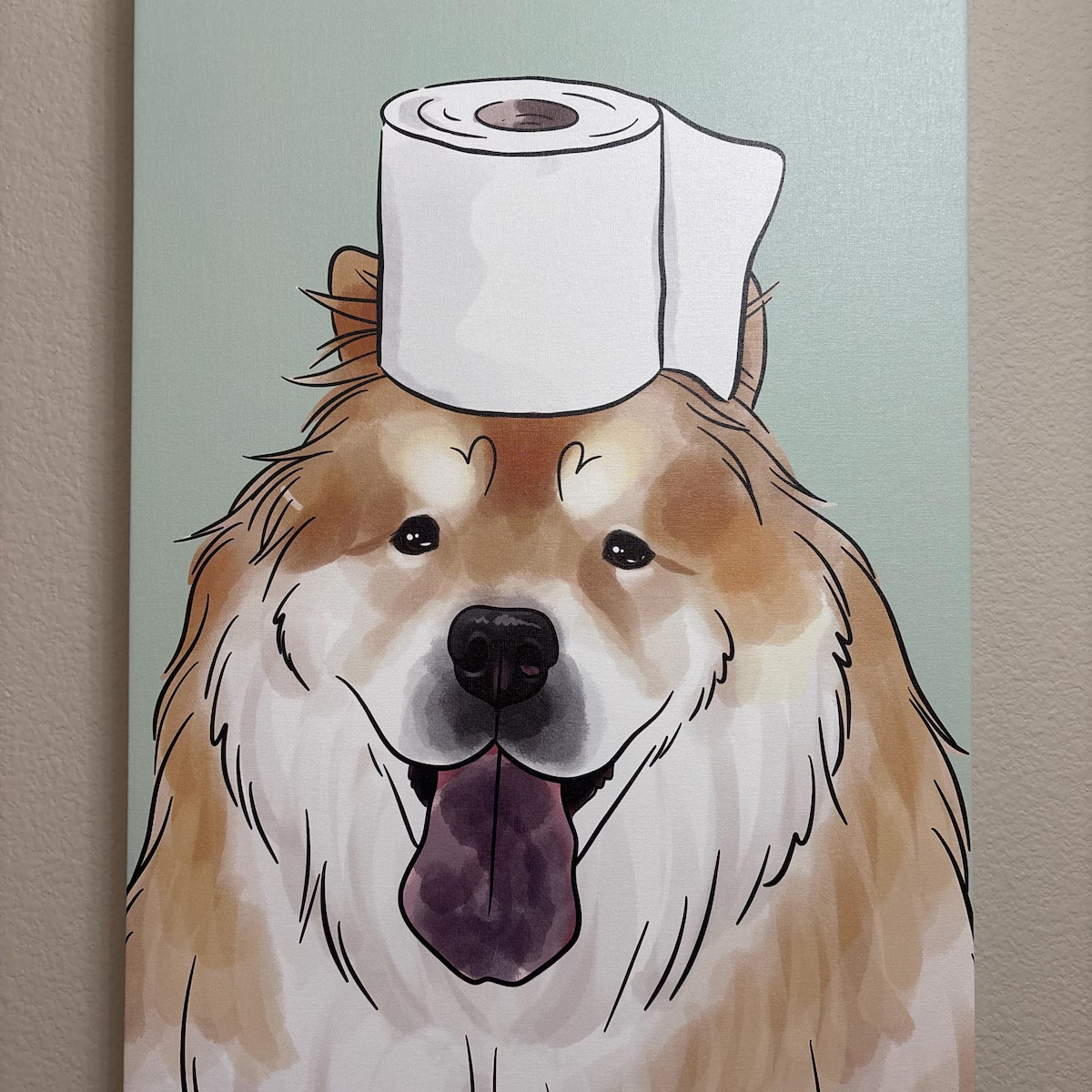 ペット似顔絵 キャンバス うちの子 インテリア 面白いペットのバスルームプリント