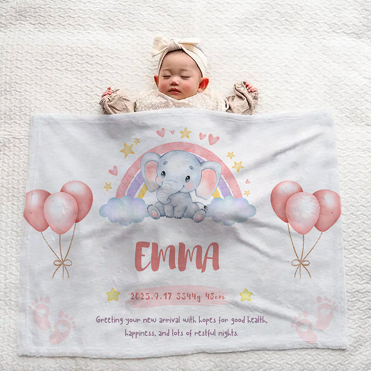 出産祝いに名前入り大判ブランケット 女の子 男の子 赤ちゃん ベイビー★ 最高のギフト★ 象 elephant - 9/19