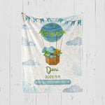 画像をギャラリービューアに読み込む, 出産祝いに名前入り大判ブランケット 女の子 男の子 赤ちゃん ベイビー★ 最高のギフト★象と熱気球 11/08
