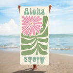 画像をギャラリービューアに読み込む, オリジナル名前入り速乾ビーチタオル· 洗顔タオル ♪ オーダーメイド - 花柄
