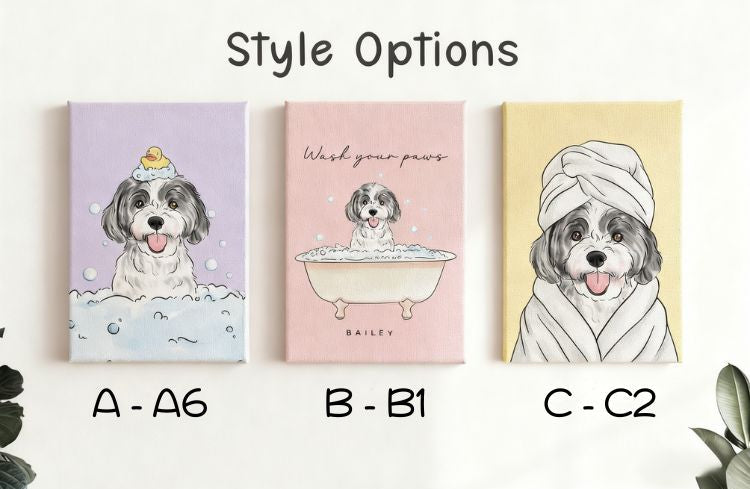 ペット似顔絵 キャンバス うちの子 インテリア 面白いペットのバスルームプリント