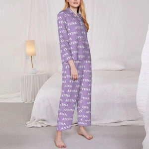 オリジナルパジャマ - 名前入り 女性 パジャマセット カスタム長袖パジャマ