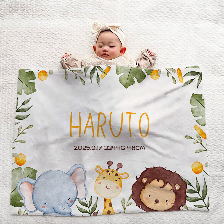 出産祝いに名前入り大判ブランケット 女の子 男の子 赤ちゃん ベイビー★ 最高のギフト★ 動物  - 9/19