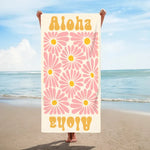 画像をギャラリービューアに読み込む, オリジナル名前入り速乾ビーチタオル· 洗顔タオル ♪ オーダーメイド - 花柄
